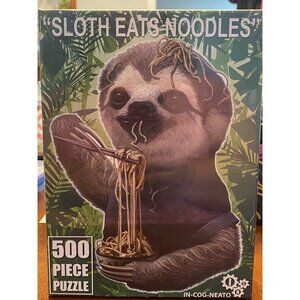 NEW Sloth Eating Noodles 500 Piece Puzzle by In-Cog-Neato 18" x 24"
